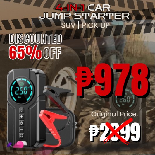 4-in-1 Tire Inflator, Jump Starter, Power Bank and LED Light