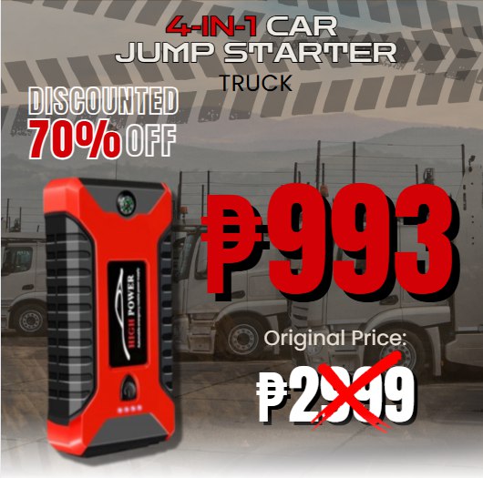 4-in-1 Tire Inflator, Jump Starter, Power Bank and LED Light