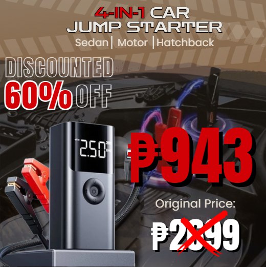 4-in-1 Tire Inflator, Jump Starter, Power Bank and LED Light